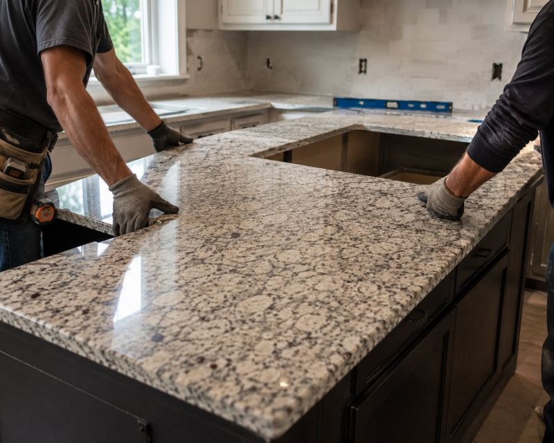 Granite Slab Installation in Roseville, CA