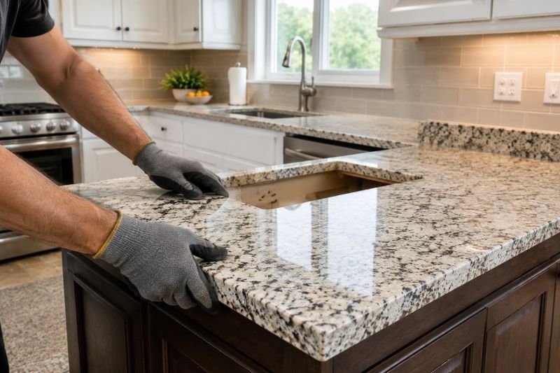 Granite Slab Installation in Sonoma County, CA